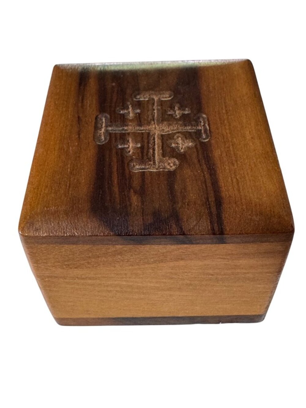 Handcrafted Olive Wood Keepsake Rosary Box Jerusalem Cross Bethlehem Israel 2" - Picture 7 of 12